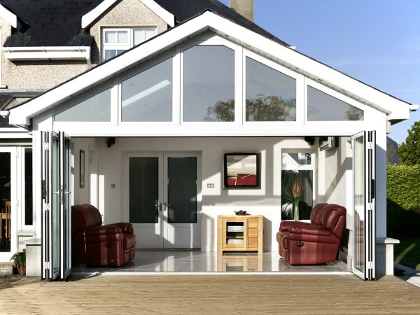 white bi-fold doors in Whitley