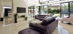 opened black aluminium bi-fold door