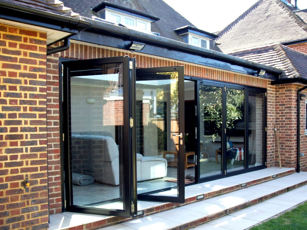 black bi-fold doors in Wallingford