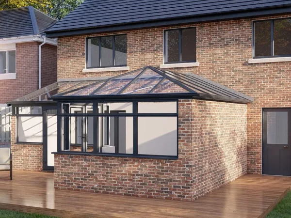 Glass Roof Grey Living Space
