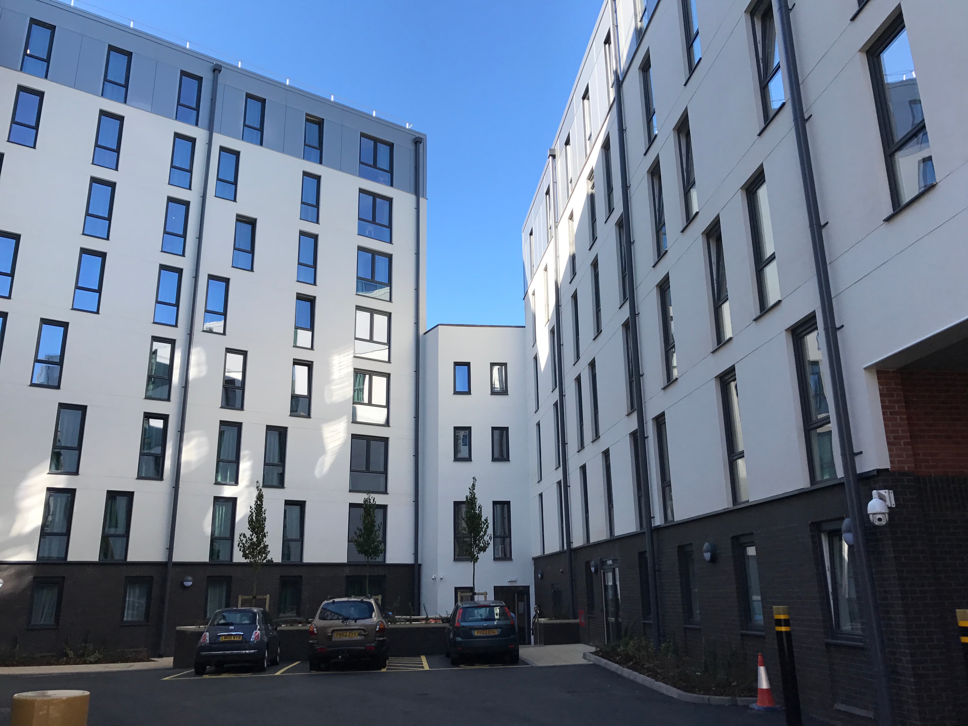 outside view of the windows of a multistory building